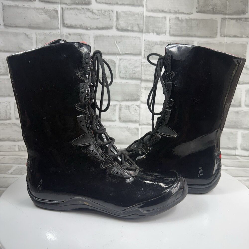 Ahnu Laguna Women’s Size 7 Black Patent Leather Lace Waterproof Winter Boots